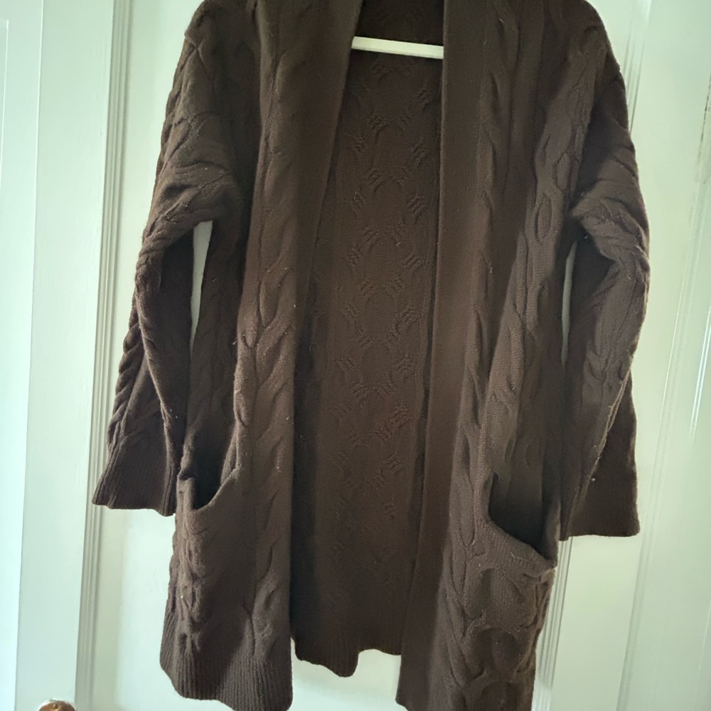 Aritzia Wilfred Charlisa Chocolate Knit Merino Wool Cardigan Size Small